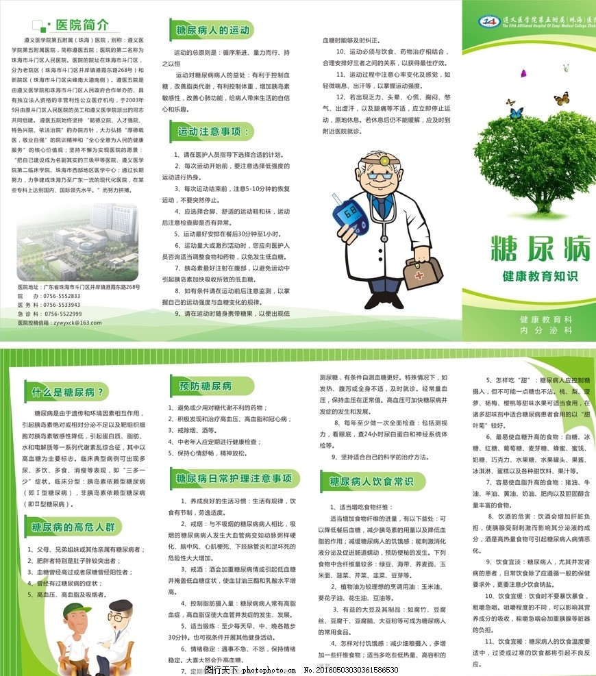 糖尿病健康教育知識折頁宣傳單 掌握健康管理，科學咨詢守護健康